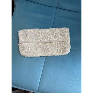 Vintage Beaded Clutch White Marshall Fields Made In Hong Kong Snap Closure